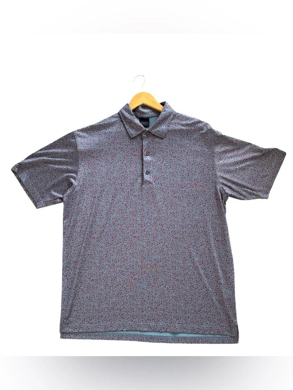 Dunning Golf Polo Shirt Mens XL Blue Red Pattern Performance Stretch NWOT - Picture 1 of 6